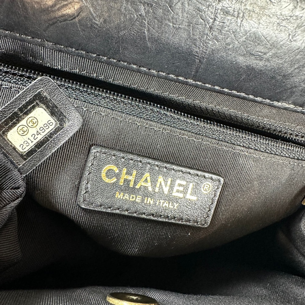 Chanel Frame Shoulder Bag CC Distressed Quilted Leather Black/Gold Thick Chain - Picture 7 of 16